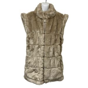 Bagatelle Tan Cream Faux Fur Reversible Vest